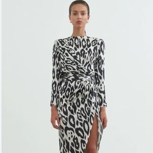 Ronny Kobo Jade Dress Leopard Jacquard Silk Keyhole S LIKE NEW
